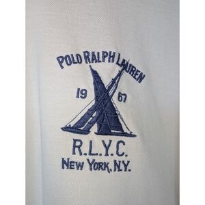 Polo Ralph Lauren Men's White Polo Shirt Size XL RLYC Nautical Logo #3 Sleeve